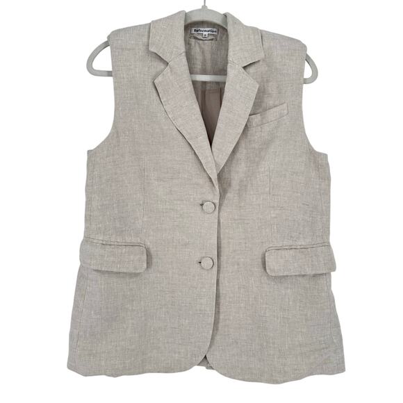 Reformation Linen Vest Womens Size Small Neutral Office Oversized Lagom Chic - Picture 1 of 13